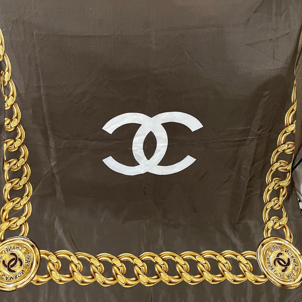 Chanel Brown and Gold Scarf